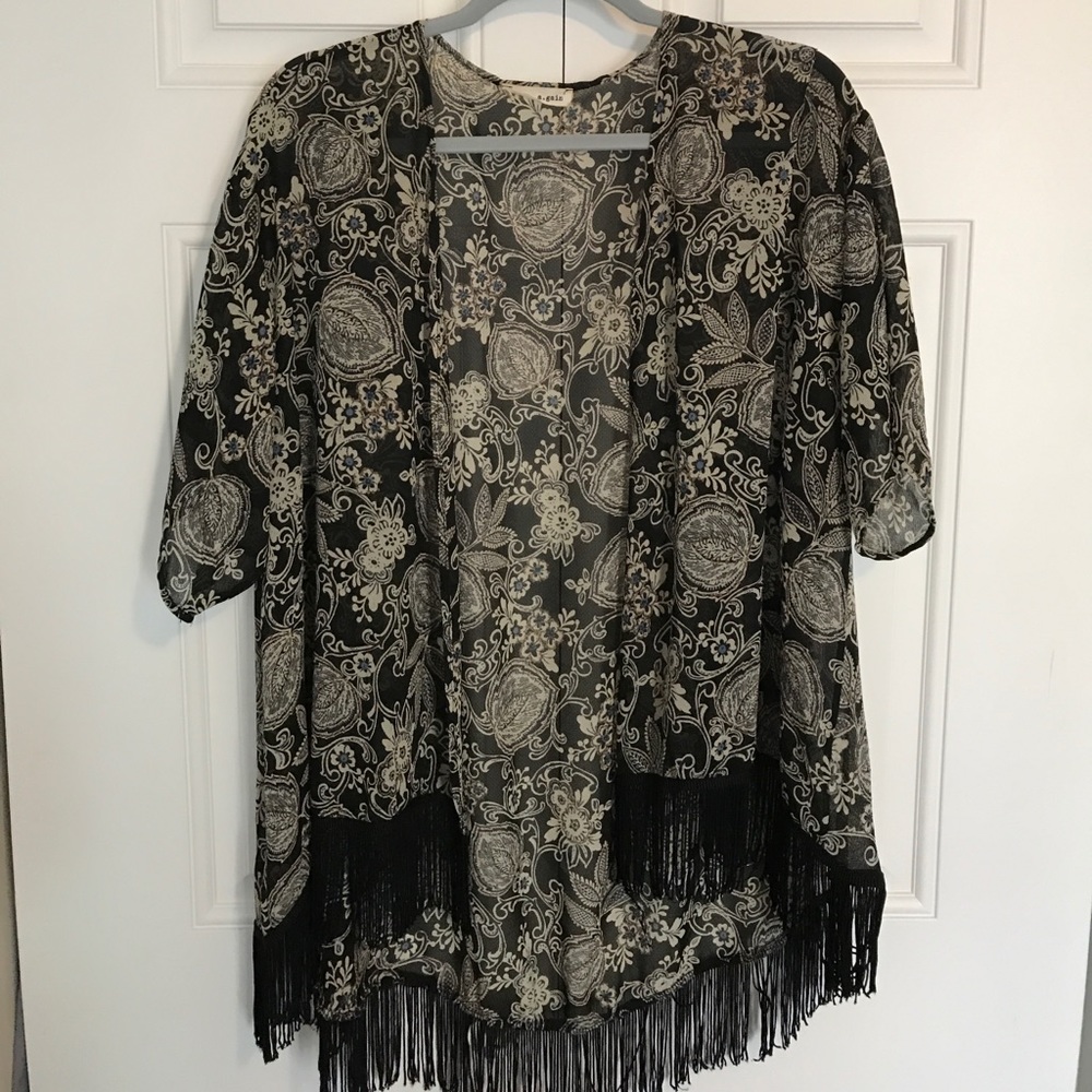 Floral Fringe Kimono