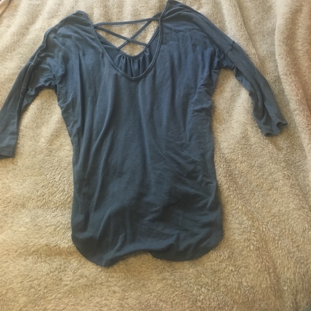 Blue Cross back high lo baseball tee