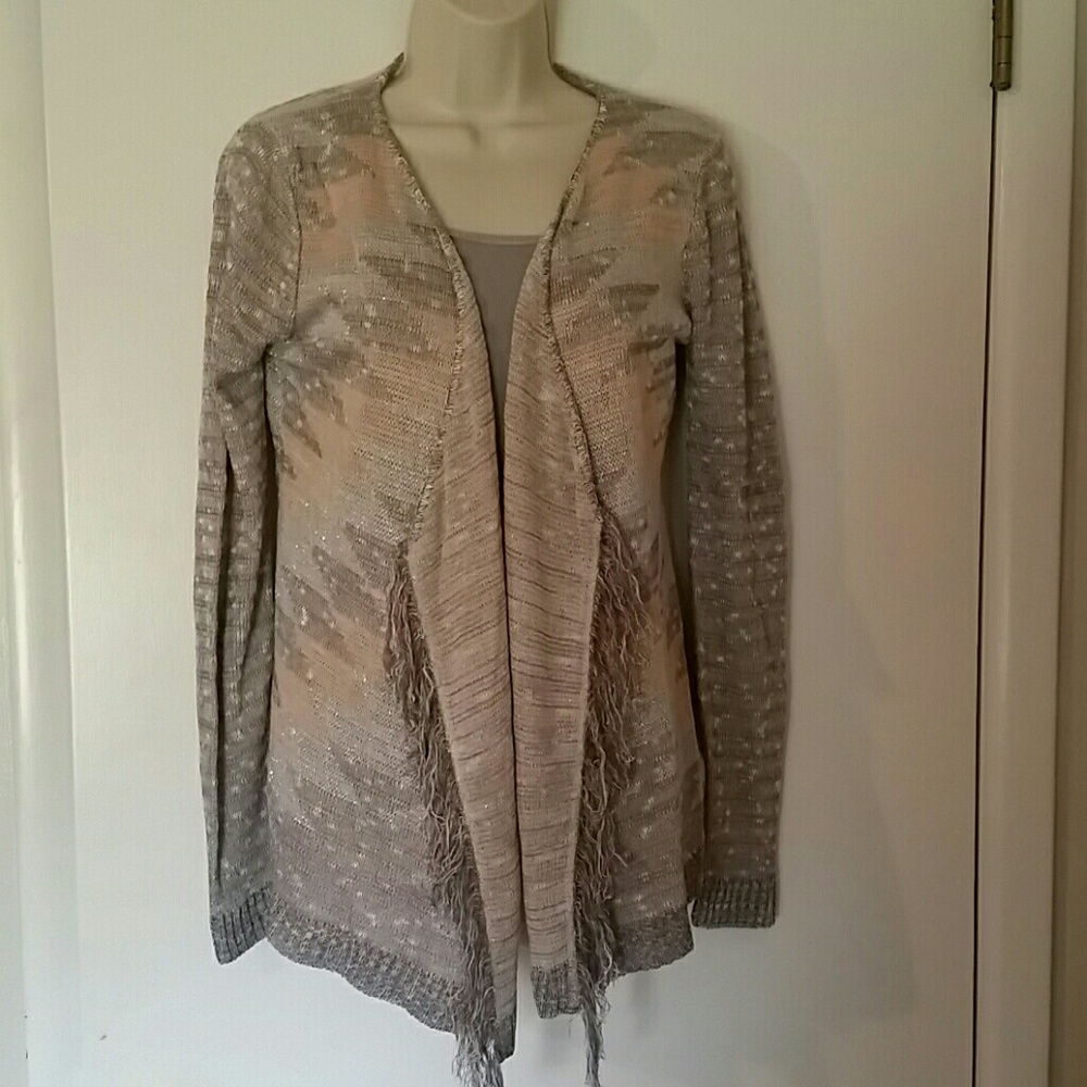 Marbled Open Cardigan with Fringed Detail NWOT