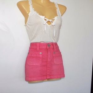Hot Pink Jean Mini Skirt