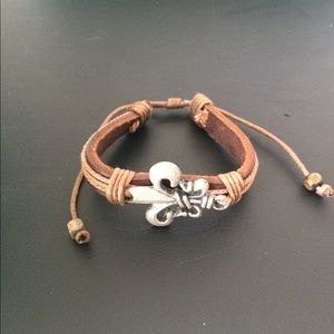 Leather adjustable bracelet handmade