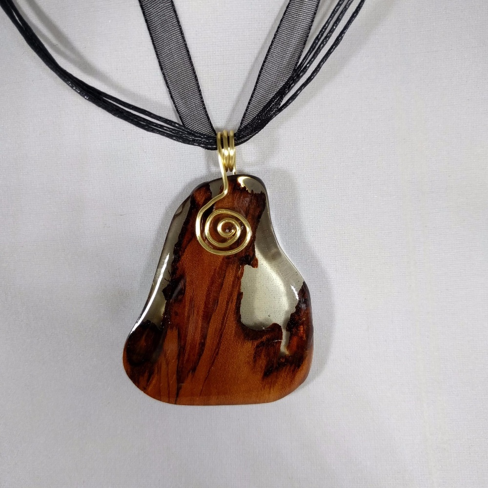 Hand made pendant, Red Cedar in Resin