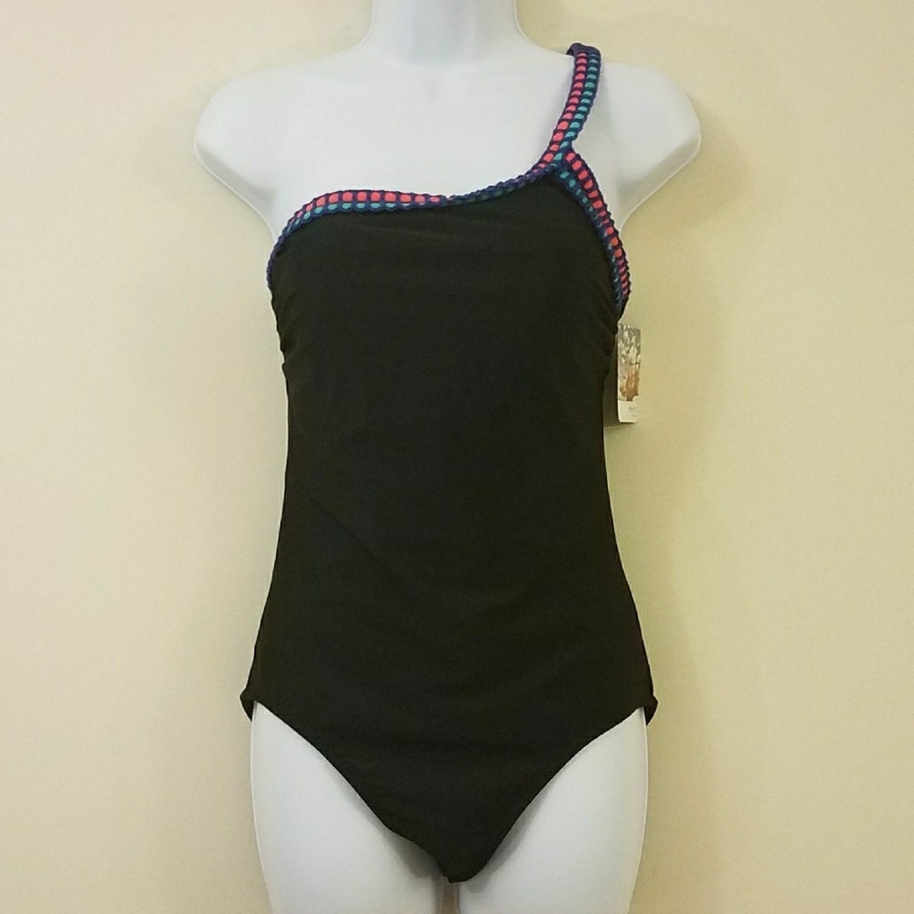 Seekers Australia Black One Shoulder Swimsuit