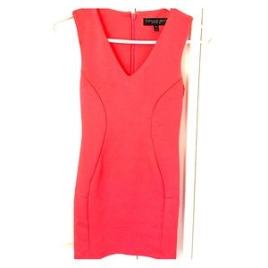Topshop Bright Pink Scuba Mini Dress, Size 0