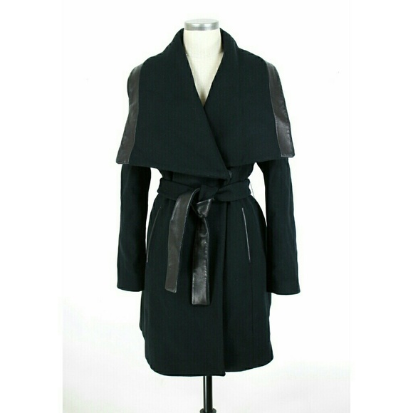 SOLD Elie Tahari Marina wool leather trim coat - Picture 3 of 5