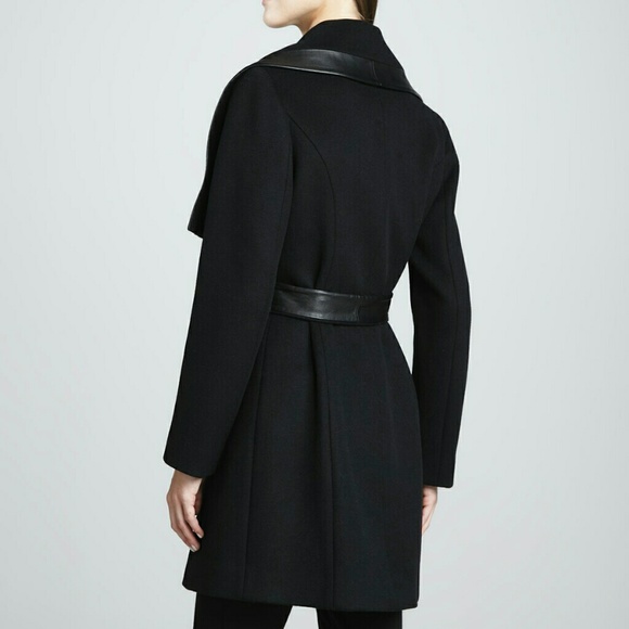 SOLD Elie Tahari Marina wool leather trim coat - Picture 2 of 5