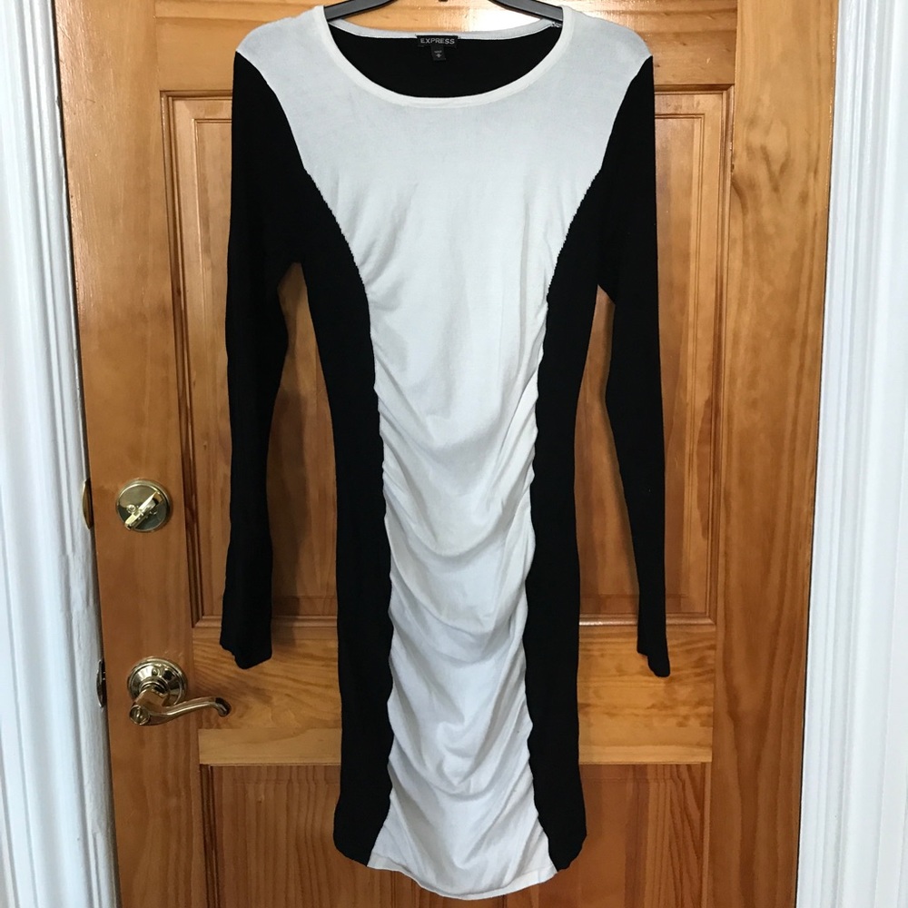 Rouched sweater dress