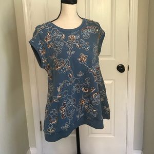 Blue sequin appliqué t-shirt