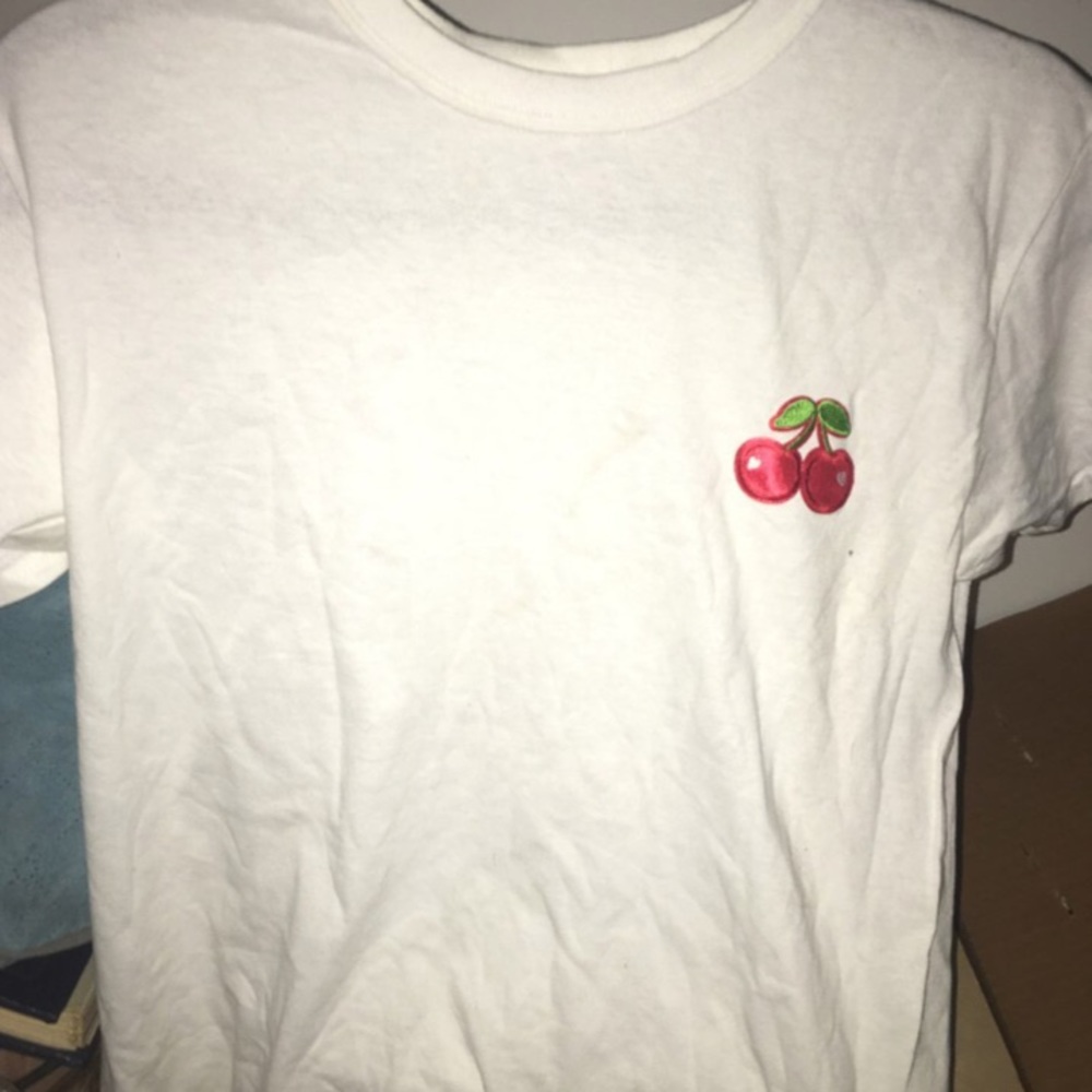 White ironed on cherry patch shirt