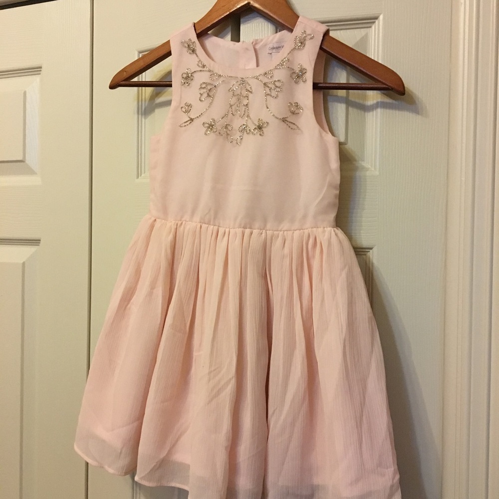 Girls soft pink beaded dress