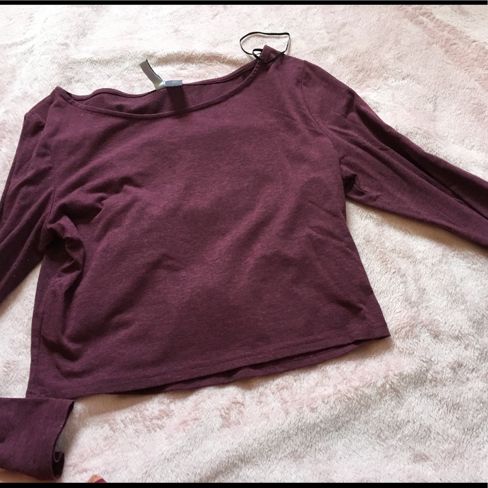 Burgundy/wine long sleeve crop top
