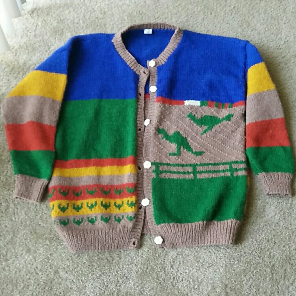 Vintage wool dinosaur cardigan