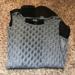 Women's Gray and Black Sheer Blouse!