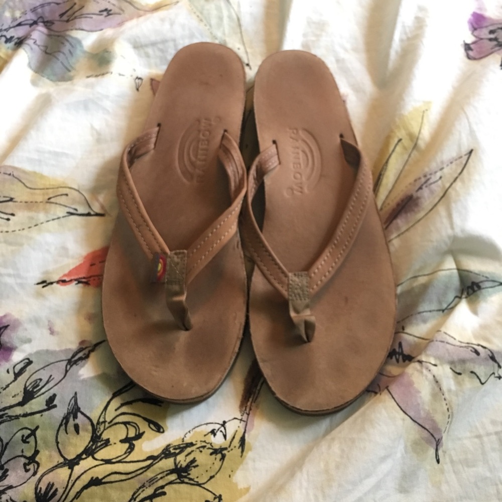 Authentic rainbow leather sandals