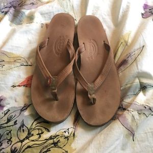 Authentic rainbow leather sandals