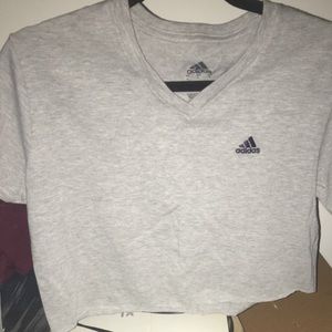 Vintage Grey adidas cropped v neck shirt