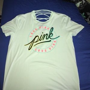 NWOT Medium Pink lace up campus tee