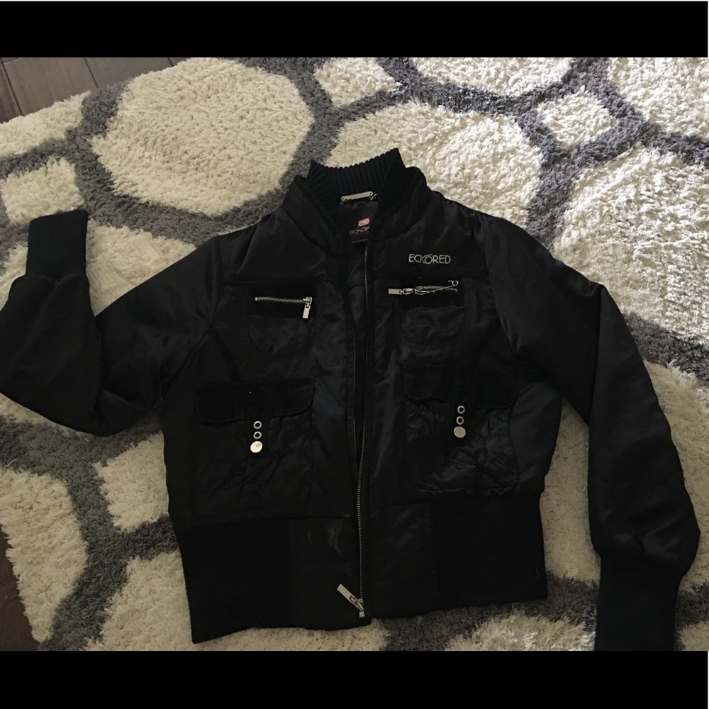 Black bomber jacket large eckored