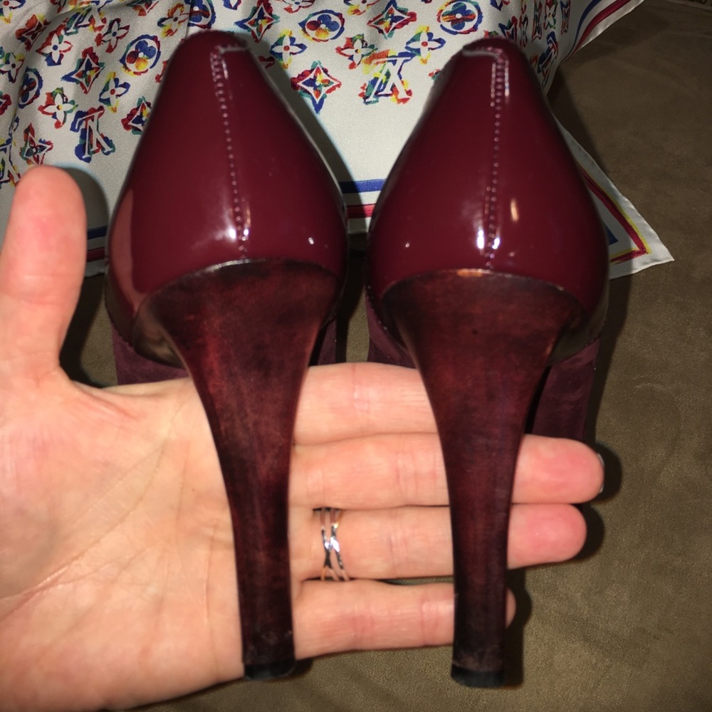 TOD's Burgundy Suede & Patent Leather Heels Sz 9 - Picture 5 of 8