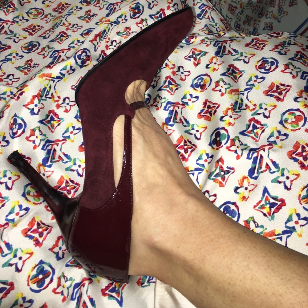 TOD's Burgundy Suede & Patent Leather Heels Sz 9 - Picture 6 of 8