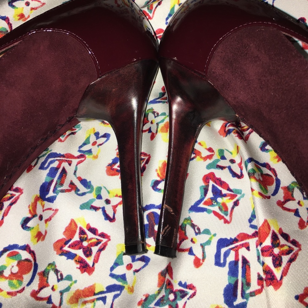 TOD's Burgundy Suede & Patent Leather Heels Sz 9 - Picture 7 of 8