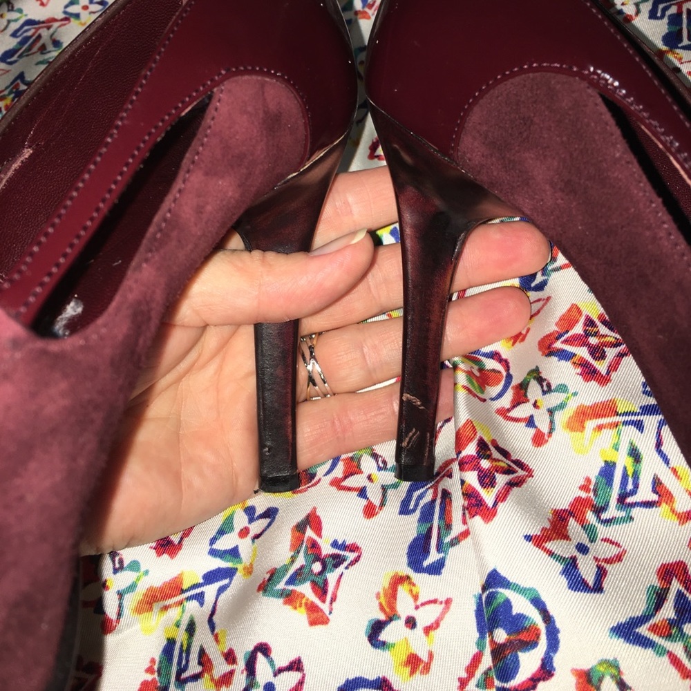 TOD's Burgundy Suede & Patent Leather Heels Sz 9 - Picture 8 of 8