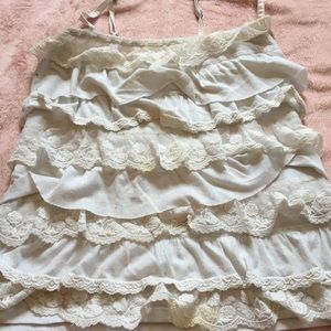White/off white ruffle tank