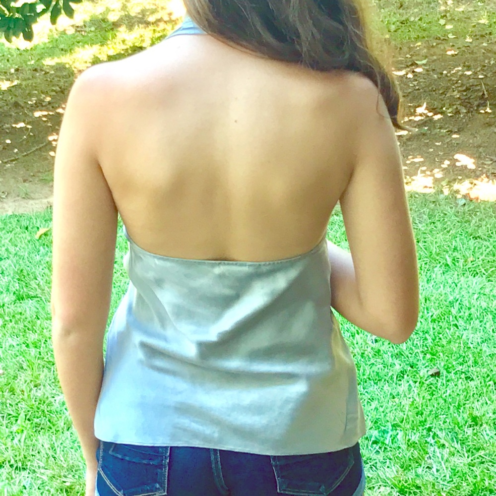 Backless silk top
