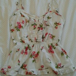 Hollister tank top white floral size xs