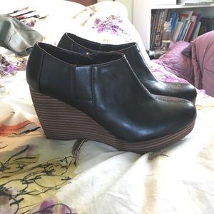 Black wedge ankle booties