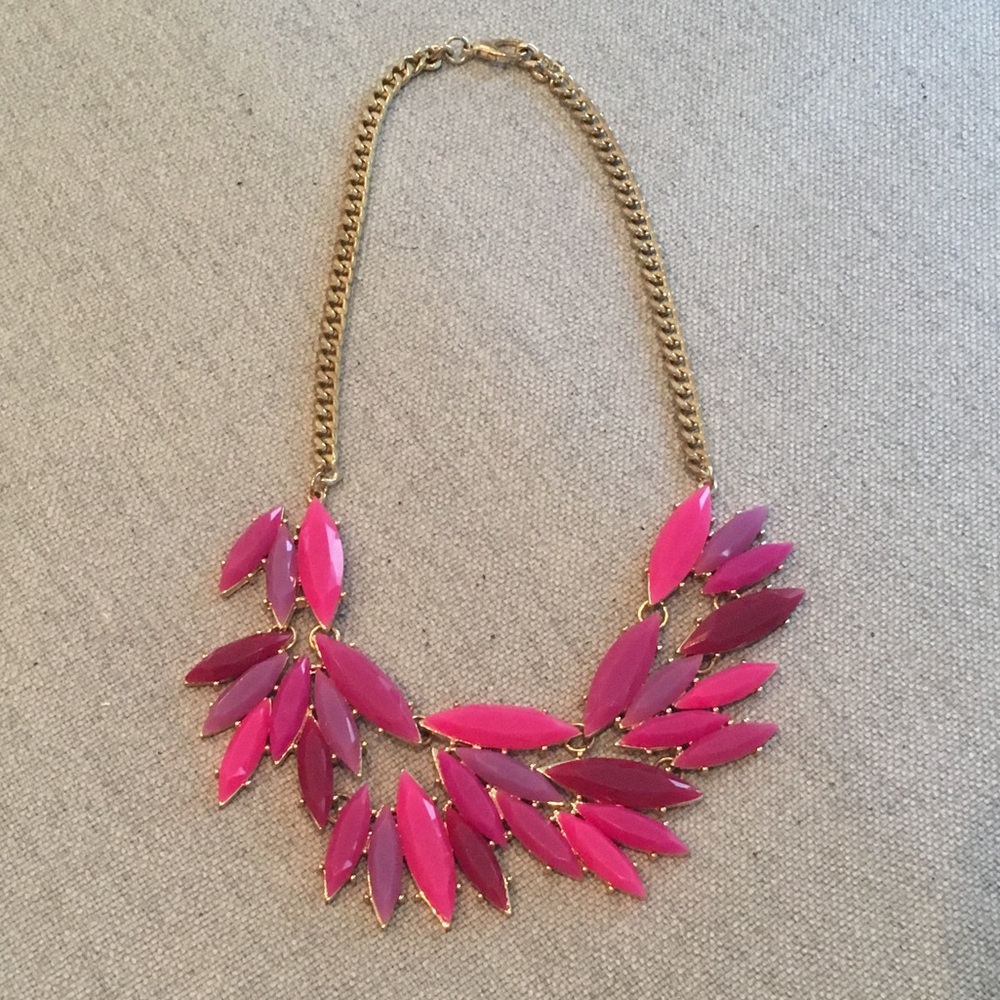 Pink, Magenta, Fuchsia Gold Statement Necklace