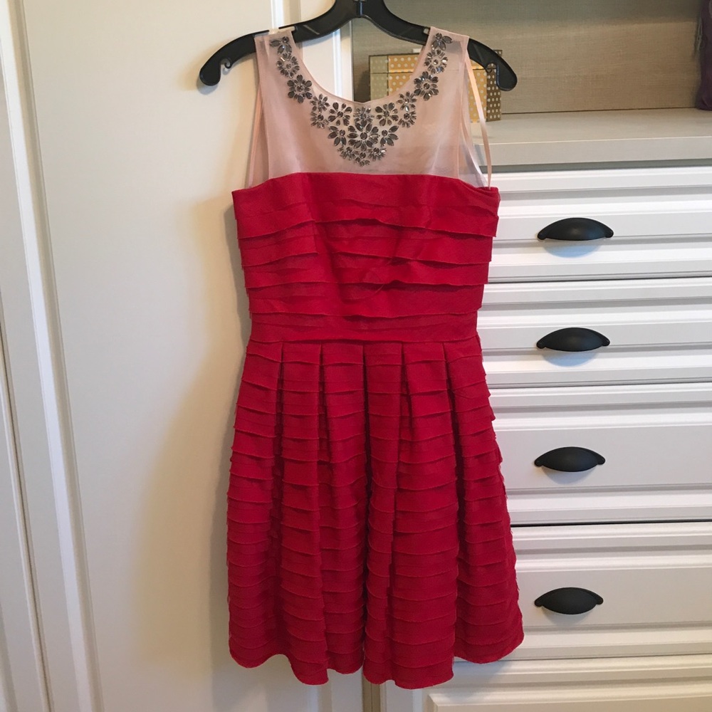 Gorgeous Red BCBG Tulle & Satin Embellished Dress