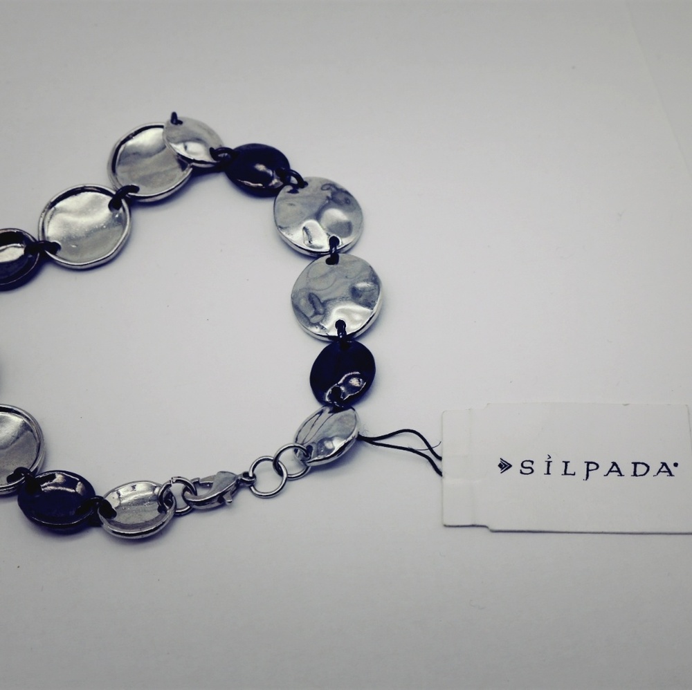 Cute Silpada Silver & Charcoal Grey Link Bracelet