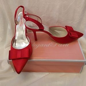 Red Satin Slingback heels