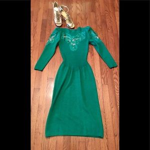 Beautiful Christmas green sweater dress