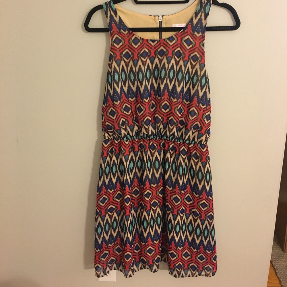 Multicolor patterned A-line dress