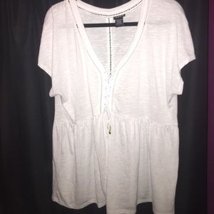 Torrid White Short Sleeve Blouse