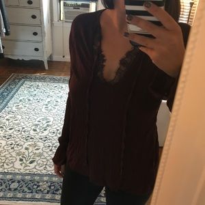 Lace trim long sleeve Zara shirt