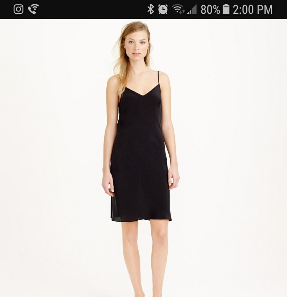 Jcrew black vneck slip dress