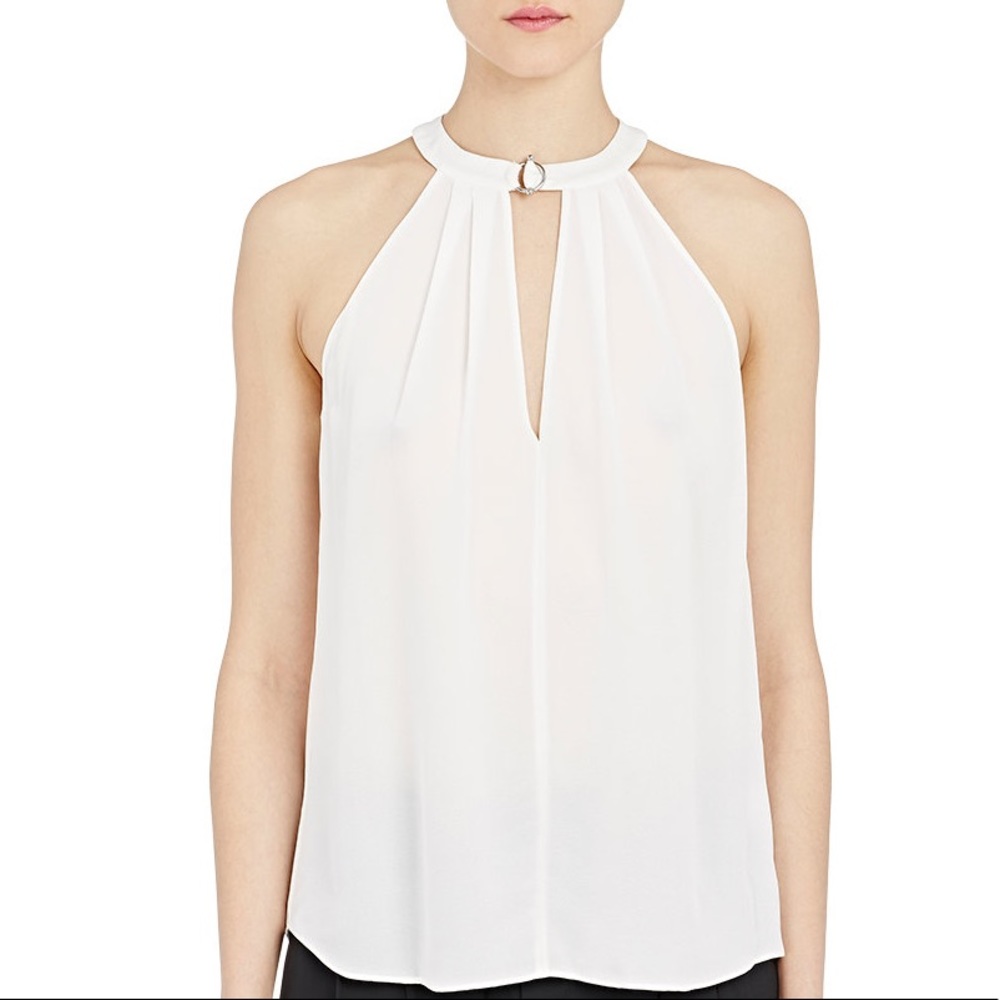 A.L.C. NEVER WORN White Silk Top w/ Silver Toggle