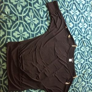 Black Venus blouse 3/4 sleeve, slit sleeves