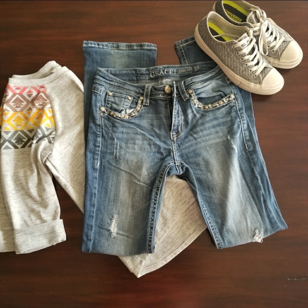 Grace Distressed Bootcut Jeans