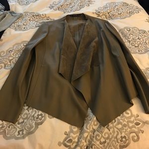 Olive green faux leather jacket from Zara