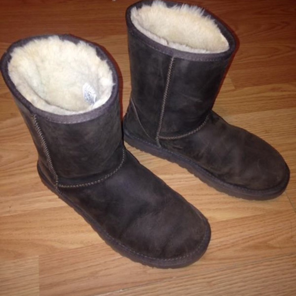 Ugg Boots Chocolate Short Leather