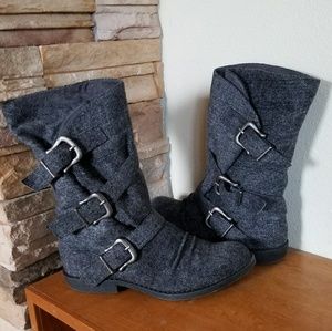 Charcoal Herringbone Blowfish Calf High Boots