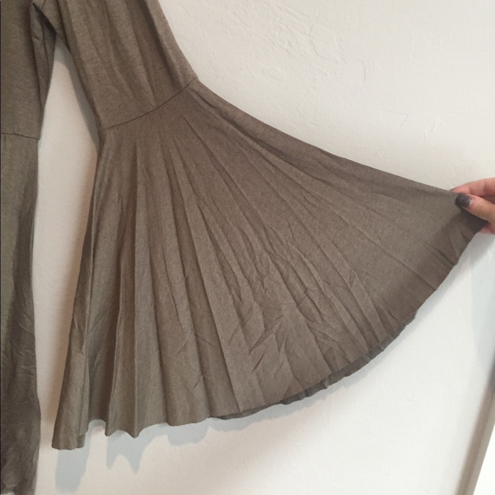 LAST 1: Olive Green Bell Sleeve Dress - Picture 4 of 5