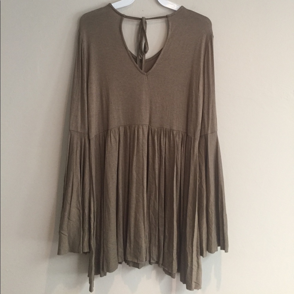 LAST 1: Olive Green Bell Sleeve Dress - Picture 5 of 5