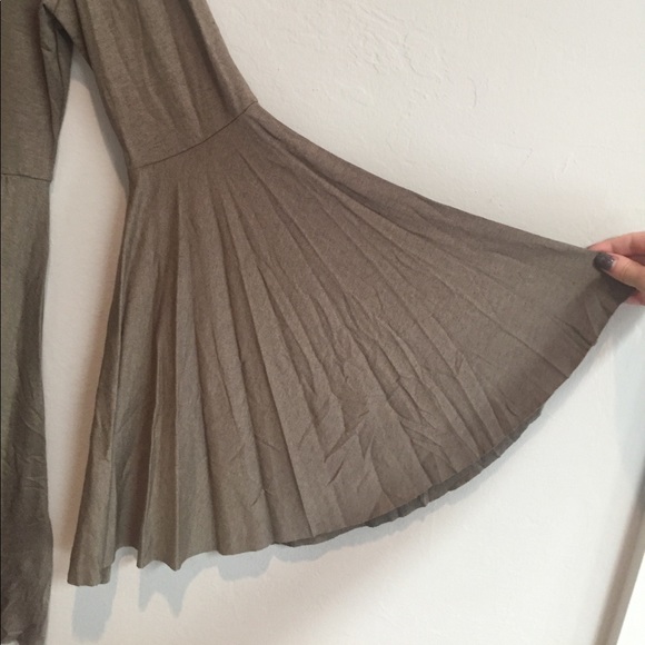 LAST 1: Olive Green Bell Sleeve Dress - Picture 4 of 5