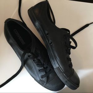 Perfect Condition Black Leather Converse Low
