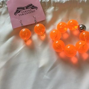 Tarina Tarantino neon orange earrings & bracelet